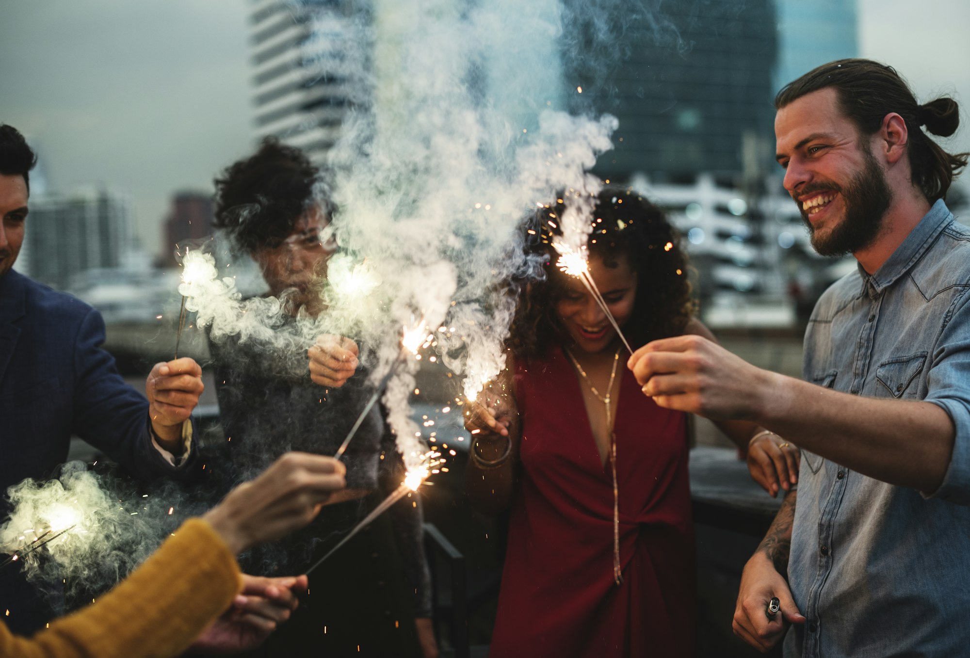 Group of friends having a party